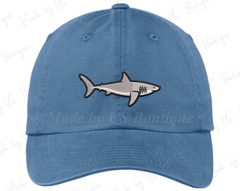 White Shark Hat, Shark Lover, Sea World, Ocean, Fish, Aquarium, Megalodon, Zoo Embroidered Baseball Dad Cap, Gift, Hammerhead Shark, fishing