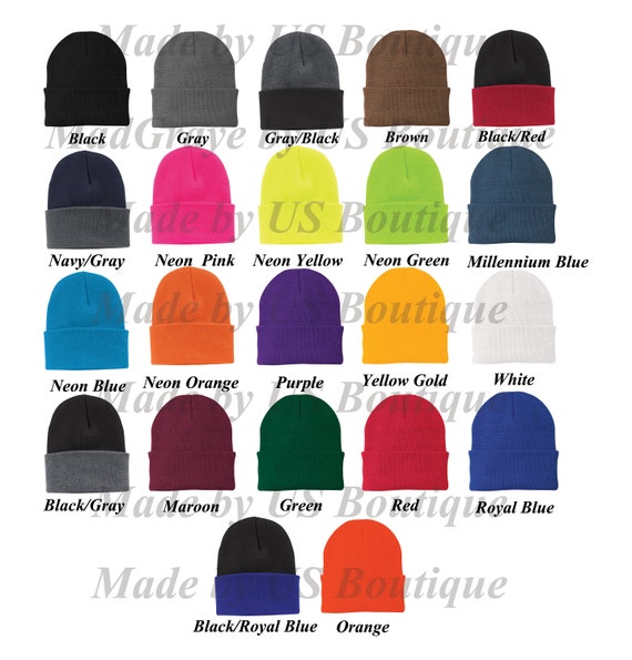 Personalized Custom Embroidered Beanie Hat Custom Logo Design Your