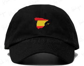 España Mapa Bandera Sombrero de papá bordado Fútbol Representar sombrero de béisbol España