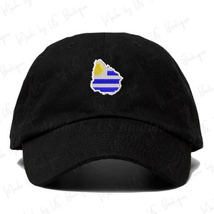 Uruguay Karte Flagge Bestickte Mütze | Urugayo Latino Pride | Baseball hut | Futbol Mapa
