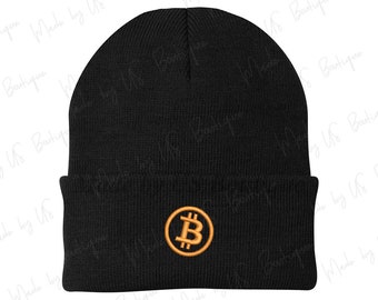 Bonnet brodé Bitcoin, chapeau d'hiver crypto personnalisable