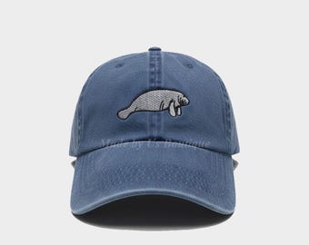 Gorro de manatí, regalo para amantes de los animales, mamá de manatí, papá de manatí, rescate, vida silvestre marina, gorra de béisbol bordada para papá, mamá de mascotas