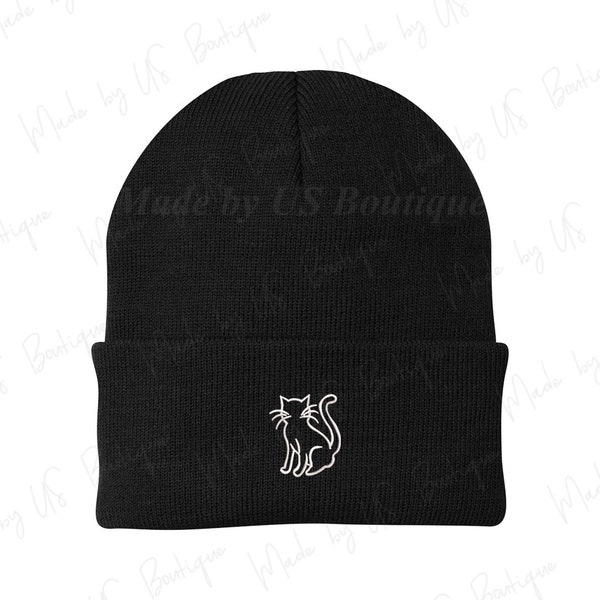 Cat Beanie, Kitty, Meow, Pet Lover, Gift, Best Mom, #1 Mom, Cat Mom Beanie, Cat Lady, Kitten, Customizable, Embroidered Beanie, Paws