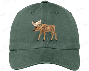Moose Hat, Embroidered Baseball Dad Cap, Mountain Range Baseball Hat, Hiking Hat, Baseball Cap, Fall Hat, Camping Hat, Wildlife Hat