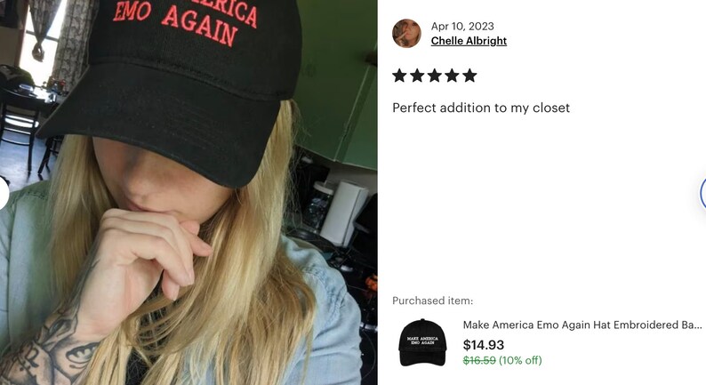 Make America Emo Again Hat Embroidered Baseball Dad Cap MAGA Hat, Emo Hat, Golfer, Gift image 4
