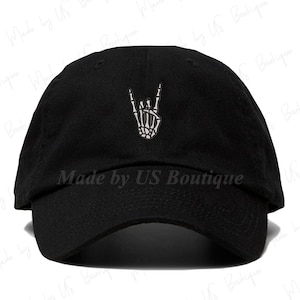 Skeleton Hand Hat Embroidered Baseball Dad Cap, Still Emo, Emo Hat, Gift, Make America Emo Again, Retired Emo, Elder Emo, Rock Hand