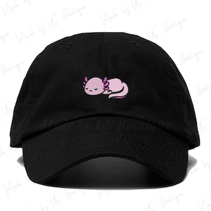 Axolotl Hat | Summer Hat | Baseball Cap | Cool Cap | Gift | Gift for her  Embroidered Baseball Dad Cap | Ambystoma mexicanum Hat | Gift