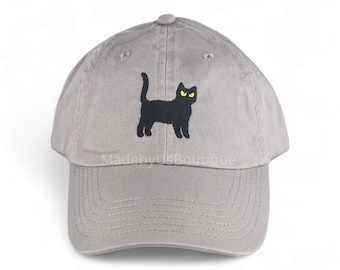 Black Cat Premium Dad Hat Embroidered Baseball Cap Cat Mom