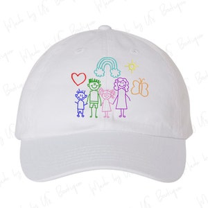 Chapéu bordado com desenho personalizado | Desenho infantil | Transforme seu desenho em bordado | Presente de dia dos pais | Chapéu de pai personalizado |