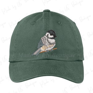 Chapeau mésange | Motif de broderie | chapeau vintage | Chapeau papa | Joli cadeau de ferme | Chapeau animal | Amoureux des animaux | Maman oiseau | Amoureux des oiseaux