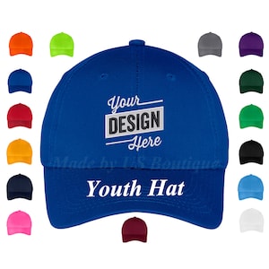 Personalized Custom Embroidered Youth Hat, Custom Logo, Design your own, Custom text, Personalize Your Hat, Custom Kids Hat, Baseball Cap