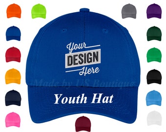 Personalized Custom Embroidered Youth Hat, Custom Logo, Design your own, Custom text, Personalize Your Hat, Custom Kids Hat, Baseball Cap