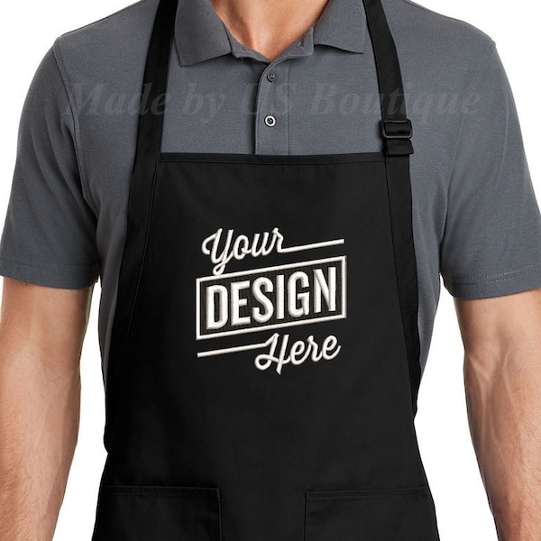 Custom Embroidered Apron, Custom Logo, Design your own, Custom text, Personalize Your Apron, BBQ, Grill, Kitchen, Baking and Cooking Aprons