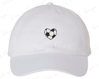 Soccer Ball Heart Hat, Soccer Mom, Mothers Day Gift, Momlife, Mom, Hat Idea, Customizable Hat Embroidered Baseball Dad Cap