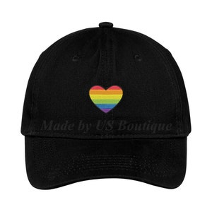 Rainbow Heart Embroidered Baseball Dad Cap Unisex Gay Pride Hat Pride Flag LGBT Hat
