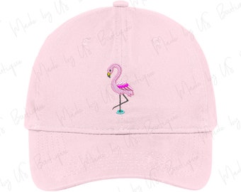 Flamingo Hat, Pink Flamingo, flamingoes, Gift, Mini Design, Phoenicopteridae, Bird Hat, Animal, Embroidered Baseball Dad Cap