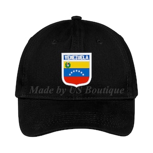 Venezuela Badge Bandera Hat Embroidered Baseball Dad Cap Gorra Republica de Venezuela Escudo Resistencia Vinotinto Libertad