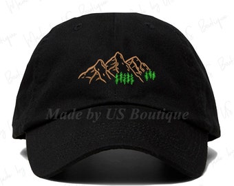 Mountain Hat, Embroidered Baseball Dad Cap, Fall Hat, Mountain Range Baseball Hat, Hiking Hat, Baseball Cap, Camping Hat, Trending Hat