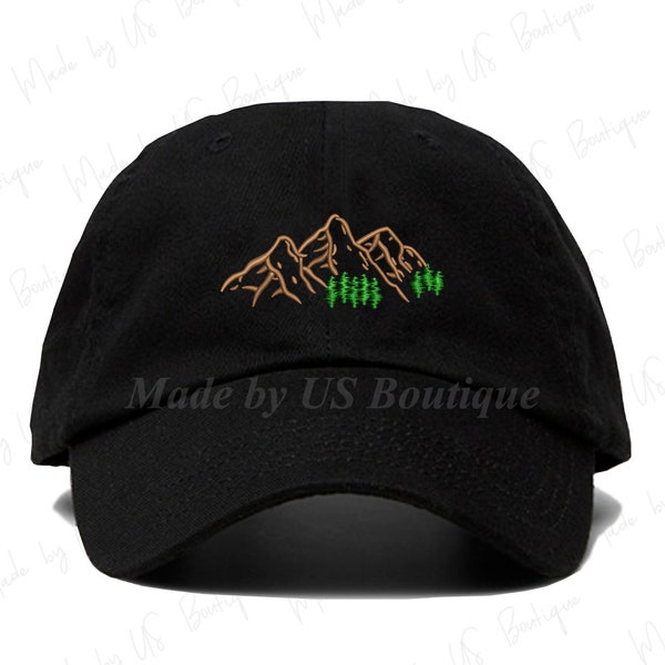 Mountain Hat, Geborduurde Baseball Dad Cap, Fall Hat, Mountain Range Baseball Hat, Wandelhoed, Baseball Cap, Camping Hat, Trending Hat