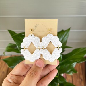 Dangle Clay Earrings | Simple Clay Earrings | White Clay Earrings