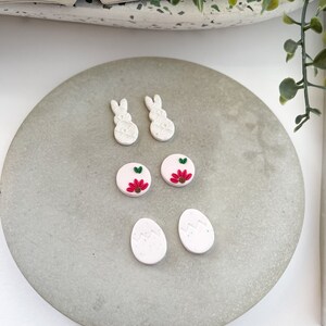 Easter Stud Earrings | Bunny, Flowers, & Egg Studs | Polymer Clay Easter Studs