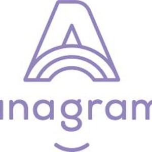 May include: A purple logo featuring the word "anagram" in a sans-serif font below a stylized letter "A" with a rainbow design. The logo is a simple, modern design.