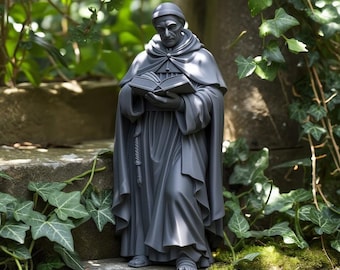 Meister Eckhart Statue, Medieval Mystic Monk Statue, Christian Philosopher Figure, Gothic Style Decor, Spiritual Thinker, Monastic Pose