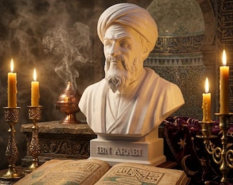 Ibn Arabi Büste Statue PLA - Islamische Philosoph Skulptur, Sufi Mystisches Dekor, andalusische Gelehrte Figur, spirituelle Kunst Geschenk