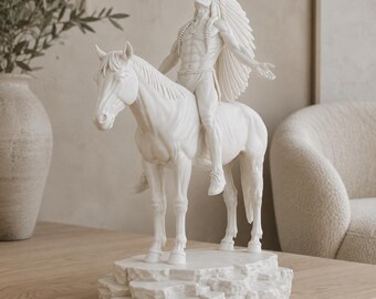 Statue « Appel au Grand Esprit », sculpture de cheval amérindien inspirée par Cyrus Dallin, figurine imprimée en 3D en PLA