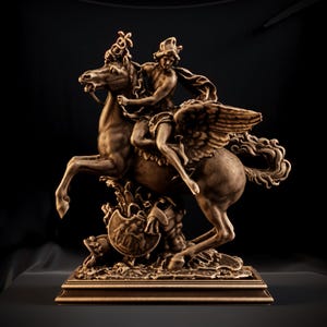 Mercury on Pegasus Roman Mythology Resin Statue – Decorative God Figurine – Winged Horse Sculpture – Classic Art Replica for Home or Altar