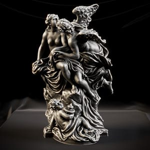 Cupid & Psyche Resin Statue • Hand-Painted 3D Printed Figurine • Inspired by Giovanni Giuliani’s 1702 Sculpture • Mythology Decor