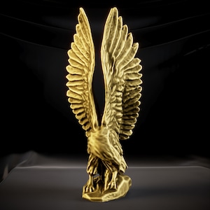 Resin Eagle Sculpture Replica Hand Painted Statue in Gold Silver Bronze Copper Finish Home Decor Wildlife Bird Figurine