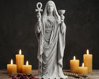 Estátua de Maria Madalena com Ankh e Cálice, Decoração Cristã Gótica, Figura Mística de Santa, Arte Espiritual para Altar, Escultura Impressa em 3D com PLA