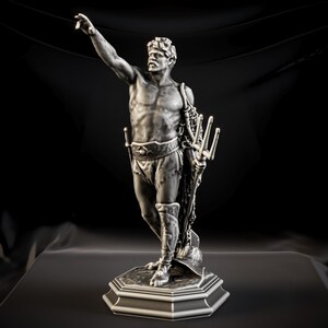 Hand Painted Resin Roman Gladiator Replica Statue | Retiarius Fighter Sculpture | Ancient Rome Warrior Replica | Classical Home Decor