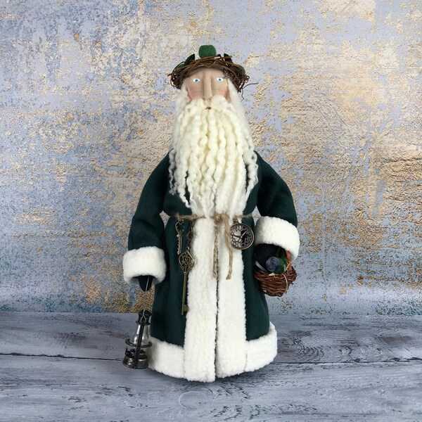 OOAK poupée St Patricks poupée en tissu décor d’hiver décor de chambre mignon Saint Patricks jour frère cadeau de Noël primitif St Patrick 13 pouces
