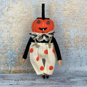 OOAK doll, Halloween doll, authors doll, one of a kind, pumpkin doll, funny Halloween doll, interior doll by Mommy&#39;s Tried.