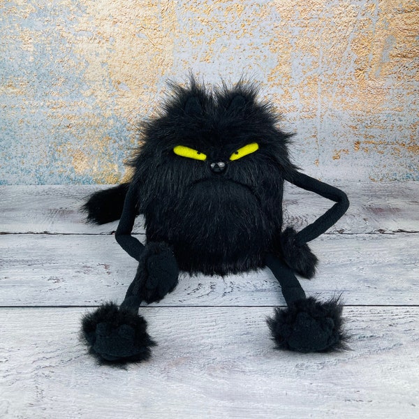 OOAK doll, monster cat plush toy, pretty scary dolls, baby toy, creepy cute doll, zombie cat doll, cat plush, art doll animal, kids toys.
