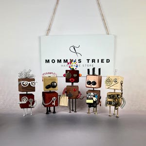 OOAK doll, wooden robot doll, steampunk robot toy, robot office minis, art robot doll, vintage robot home decor, mister robot kids gift.