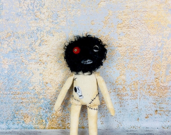OOAK doll, monster toy, Voodoo doll, pretty scary dolls, Gothic zombie doll, creepy cute doll, horror doll, art rag scary doll.