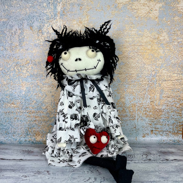 Ooak-Puppe, Zombie-Monster-Mädchen-Puppe, einzigartig für Halloween-Party, Gothic-Emo-Puppe, Voodoo-Puppe, gruselige süße Puppe, gruselige Puppe handgefertigt.