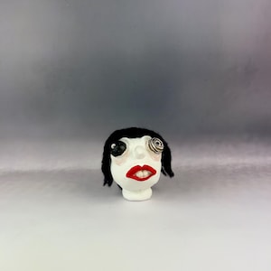 OOAK Doll Clay Sculpture Vintage Sculpture One of a Kind Figurine Decor Halloween Gift for Collection Monster Head Clay