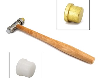 Jewelry Dual Faced Hammer with Detachable Brass Nylon Faces - Replacement Heads
