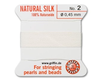 Pack de 10 Griffin White #2 Natural Silk Jewelry Perle Stringing Thread Cord .45m