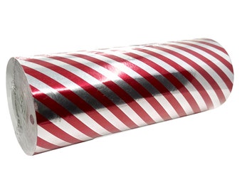 Jewelry 7.5" x 150 ft Red Stripe on Silver Foil Gift Wrapping Paper All Occasions Christmas - High Quality