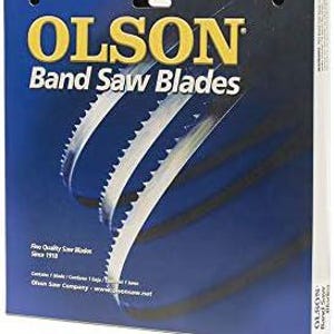May include: A package of Olson band saw blades. The package is blue and white with the Olson logo and the words "Band Saw Blades" in large, bold letters. The package also includes the text "Fine Quality Saw Blades Since 1933".