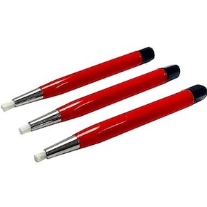 May include: Three red cleaning tools with white cleaning tips and black handles.