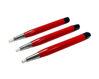 May include: Three red cleaning tools with white cleaning tips and black handles.