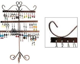 T-Bar Style 3 Layer Earring Display Stand Rack with Antique Copper Finish