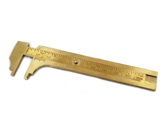 100mm Sliding Brass Gauge Caliper with Notched Jaws Measures Gems