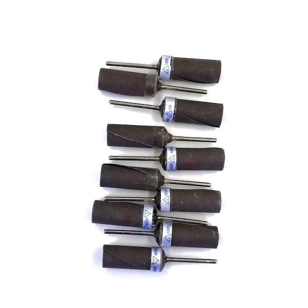 Abrasive Rolle montiert auf Mandrel Stein Metall Polieren Sanding 400 Grit 10 Pack